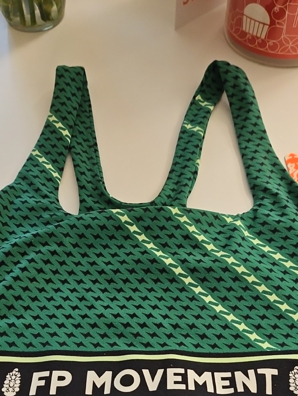 FP Movement by Free People Green Patterned Sports Bra